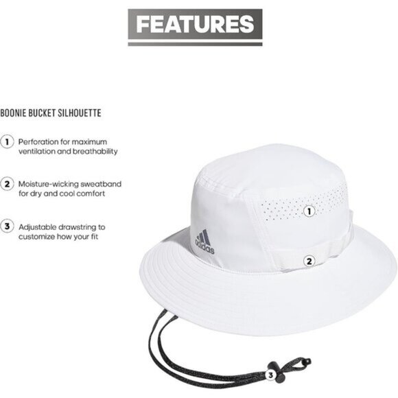 🆕Adidas Men White/Onix Grey/4.0 100% Polyester Victory Athletic Bucket Hat - Picture 4 of 8